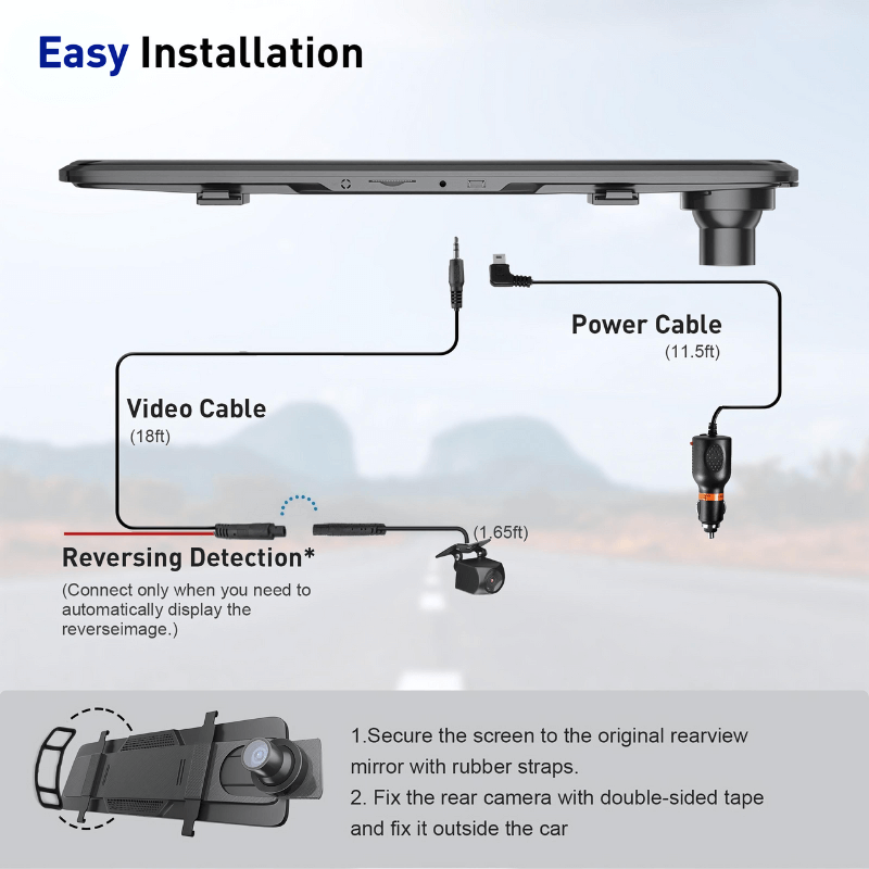 Roadrivr™  Rear View Mirror Dash Camera 1080P Resolution
