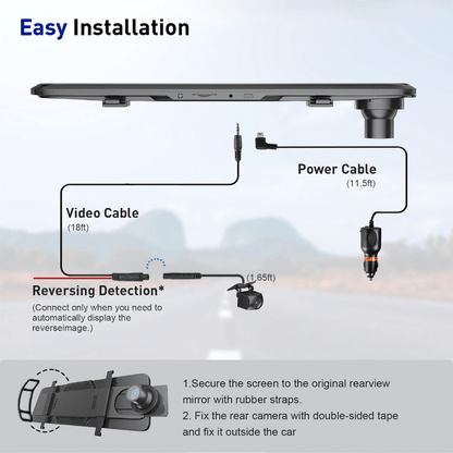 Roadrivr™  Rear View Mirror Dash Camera 1080P Resolution