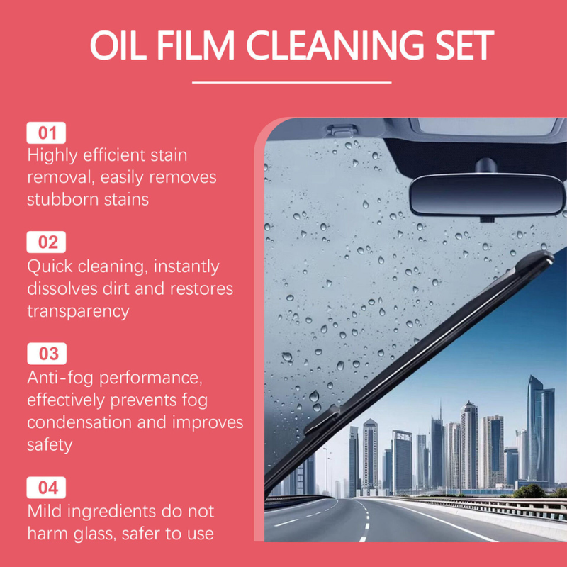 Glass Oil Film Cleaning Solution & Brush